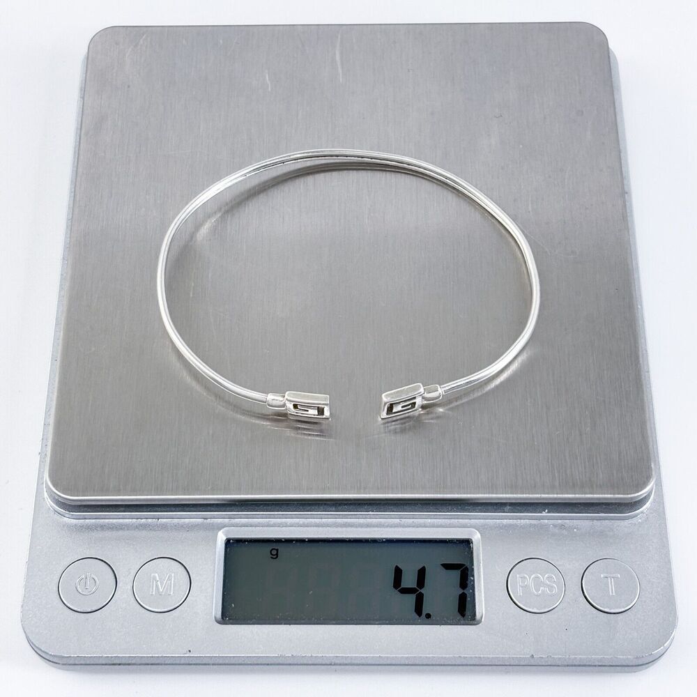 Elegant Sterling Silver Greek Key Bangle Bracelet (Unisex) - Picture 7 of 8